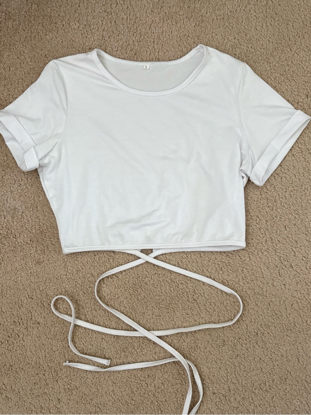 white crop top with ties